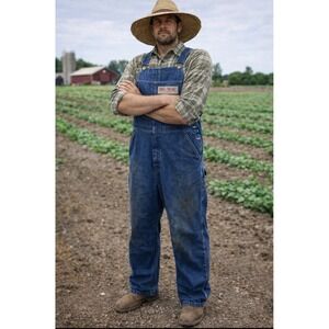 Big Mac Mens Denim Bib Overalls 44X30 Workwear Carpenter Farm Distressed Vintage